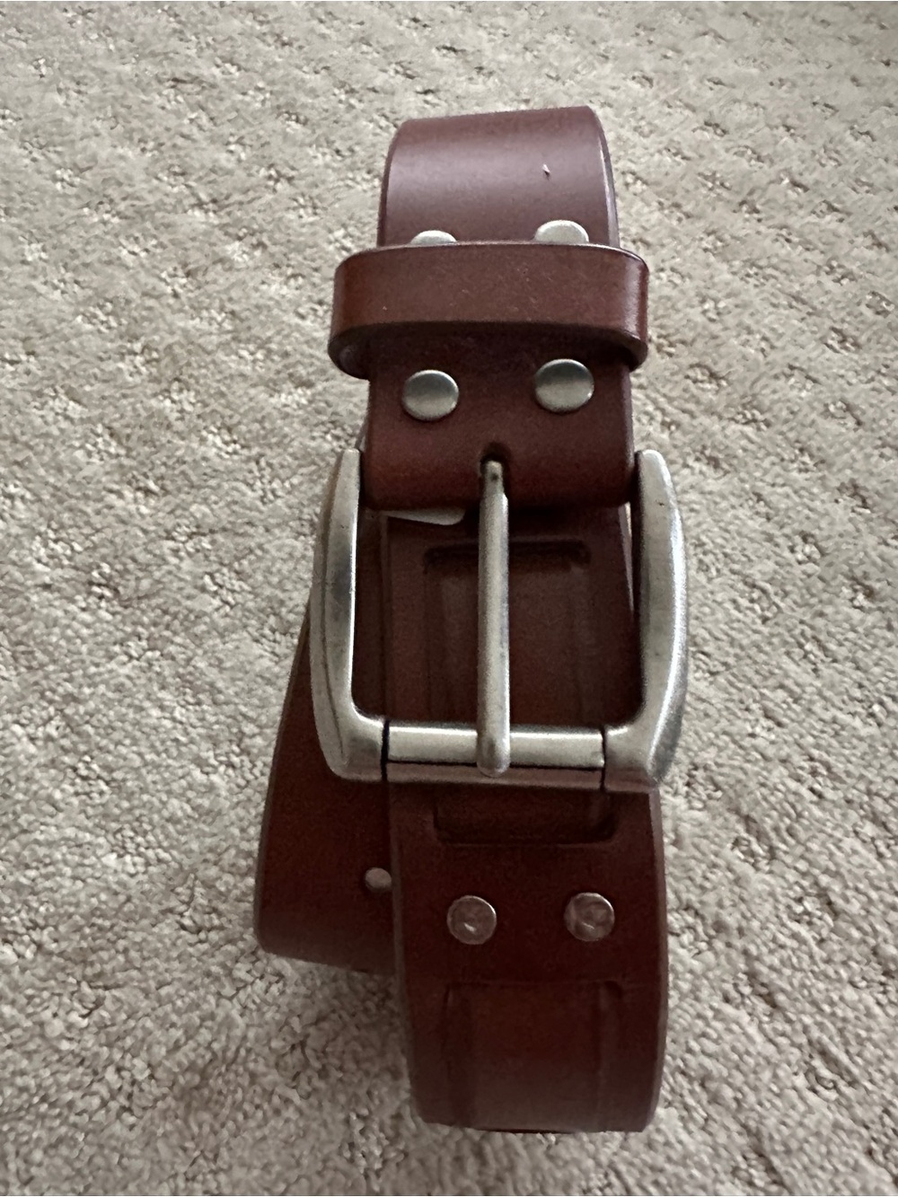 Men's Brown Leather Belt with Silver Buckle